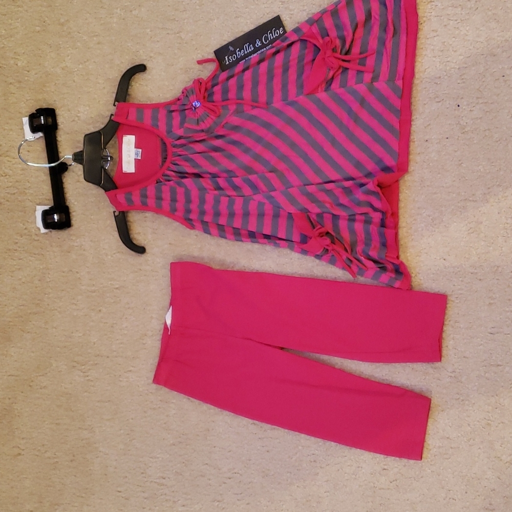 Isobella & Chloe   2 piece pant set sleeveless pink and brown